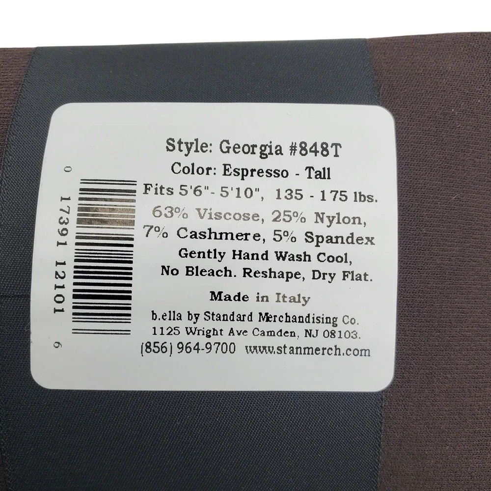 Espresso Brown Tights TALL Cashmere Viscose Blend B.ella Georgia Italian New T